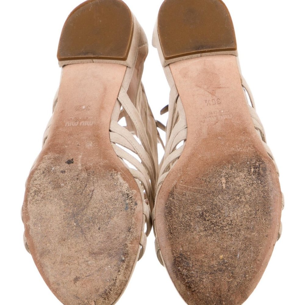 MIU MIU TAN SUEDE GLADIATOR SANDALS SHOES Sz 36.5 - Picture 5 of 5